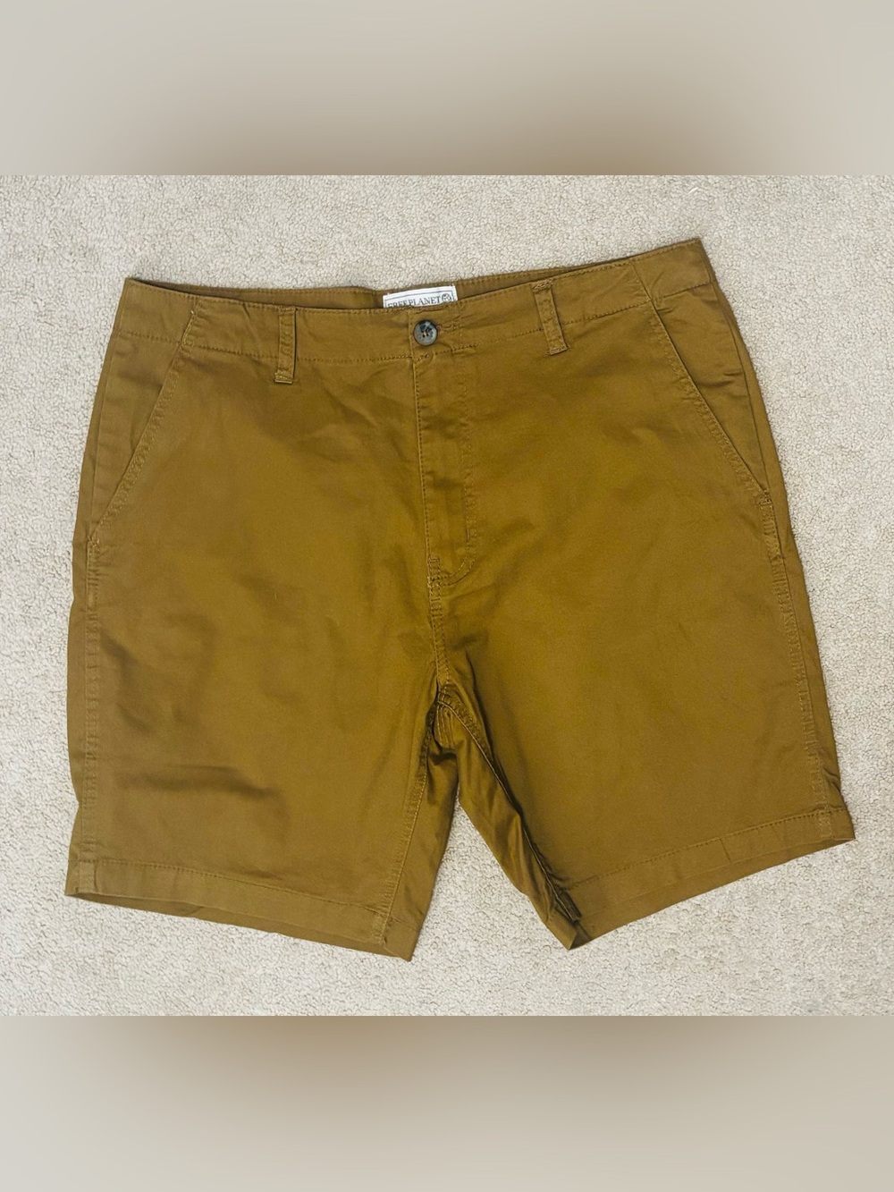 Free Planet Mens Flat Front Shorts in Mustard Brown
